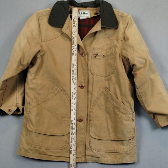 LL Bean Womens Field Winter Coat Canvas Vintage Chore Jacket Wool Linner Size L - Picture 12 of 16